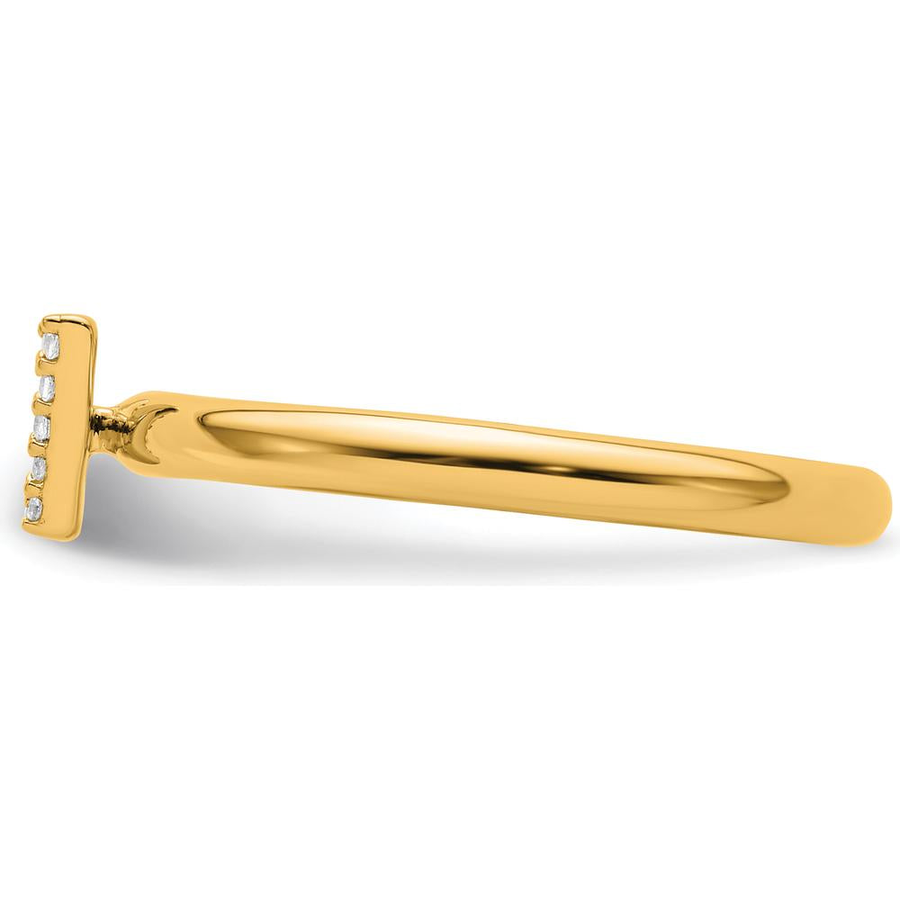 14K Yellow Gold Stackable Ring with Diamond Initial V by 0