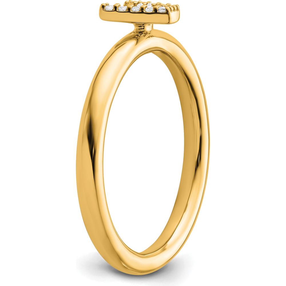 14K Yellow Gold Stackable Ring with Diamond Initial V by 0