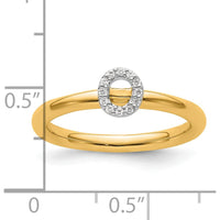 14K Yellow Gold Stackable Ring with Diamond "O" Initial - Elegant Personalized Jewelry by 0