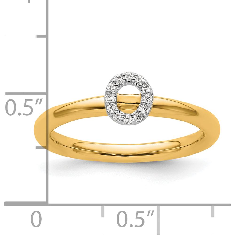 14K Yellow Gold Stackable Ring with Diamond "O" Initial - Elegant Personalized Jewelry by 0
