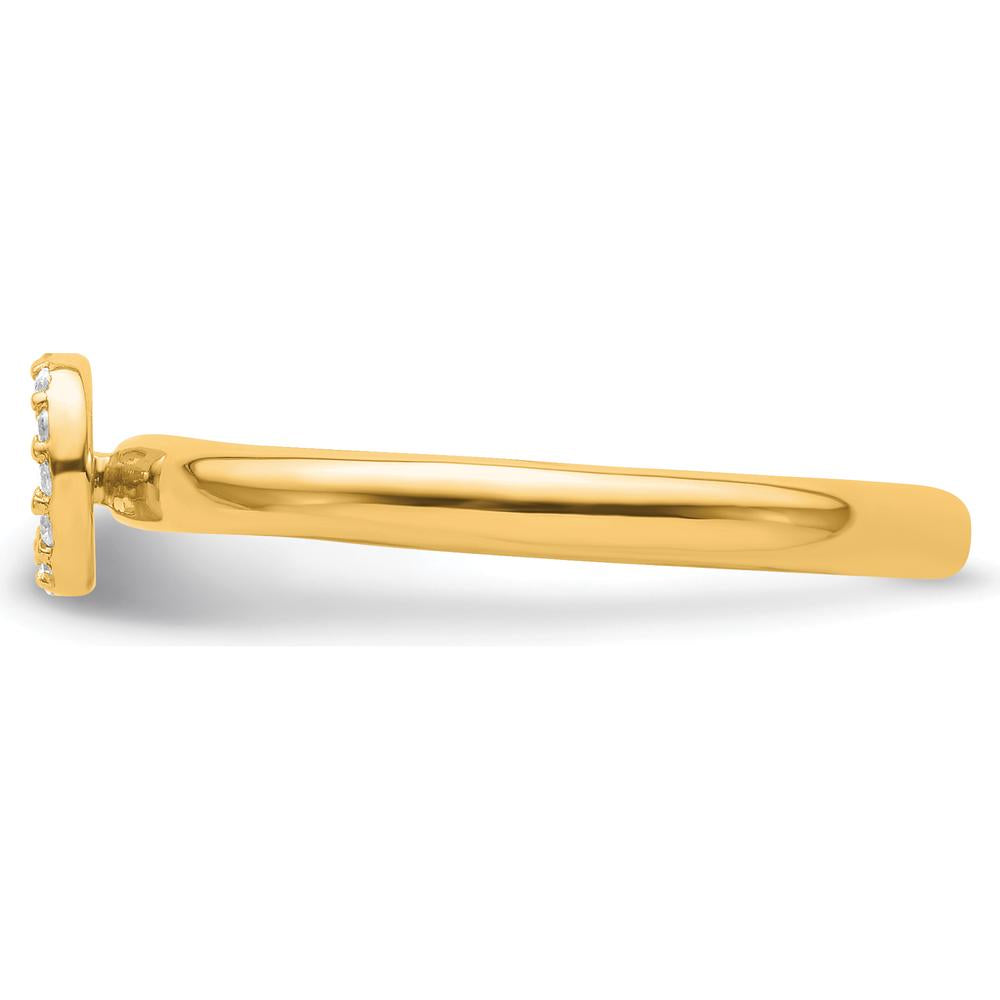 14K Yellow Gold Stackable Ring with Diamond "O" Initial - Elegant Personalized Jewelry by 0