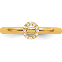 14K Yellow Gold Stackable Ring with Diamond "O" Initial - Elegant Personalized Jewelry by 0