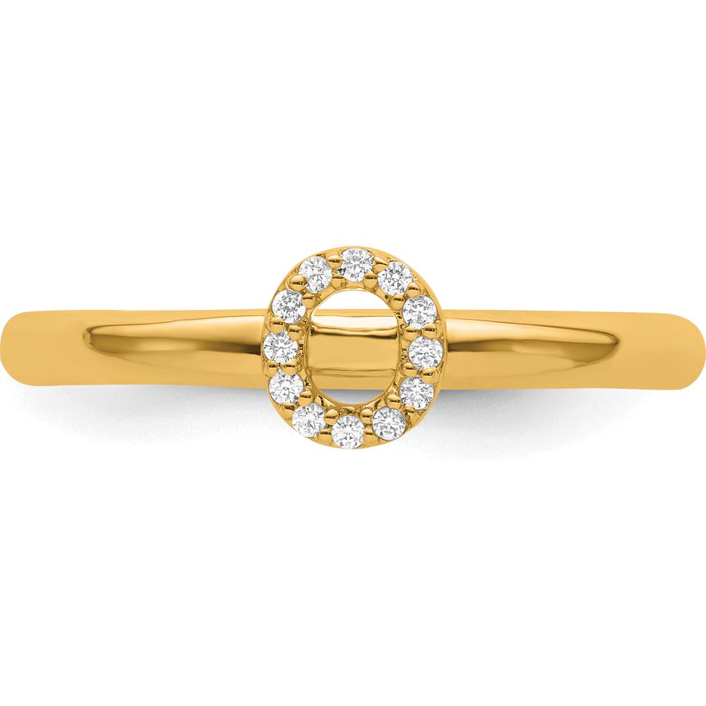 14K Yellow Gold Stackable Ring with Diamond "O" Initial - Elegant Personalized Jewelry by 0