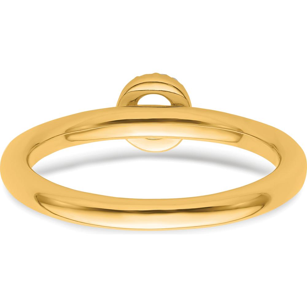 14K Yellow Gold Stackable Ring with Diamond "O" Initial - Elegant Personalized Jewelry by 0
