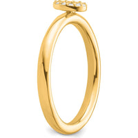 14K Yellow Gold Stackable Ring with Diamond "O" Initial - Elegant Personalized Jewelry by 0