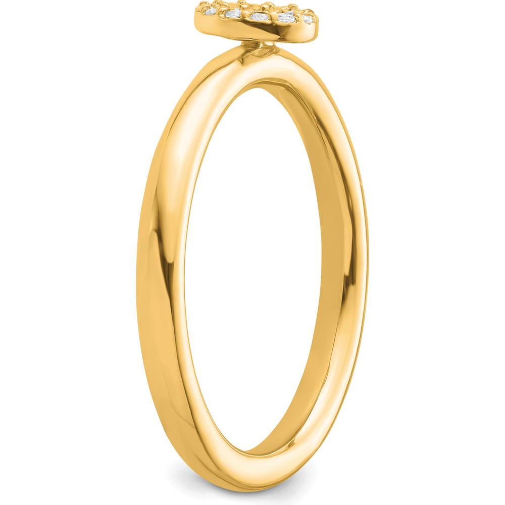 14K Yellow Gold Stackable Ring with Diamond "O" Initial - Elegant Personalized Jewelry by 0