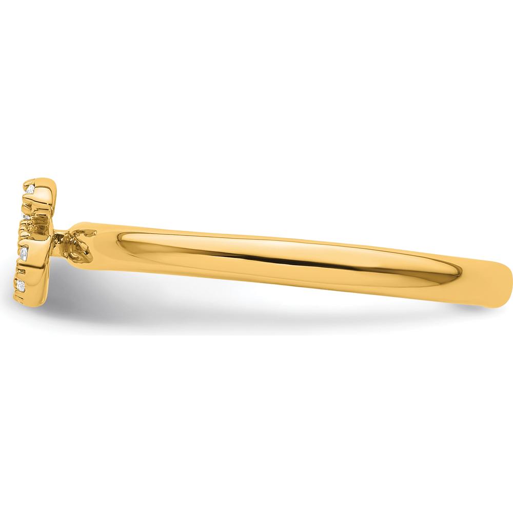 14K Yellow Gold Stackable Ring with Pavé Diamond Initial S - Size 7 by 0