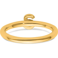 14K Yellow Gold Stackable Ring with Pavé Diamond Initial S - Size 7 by 0