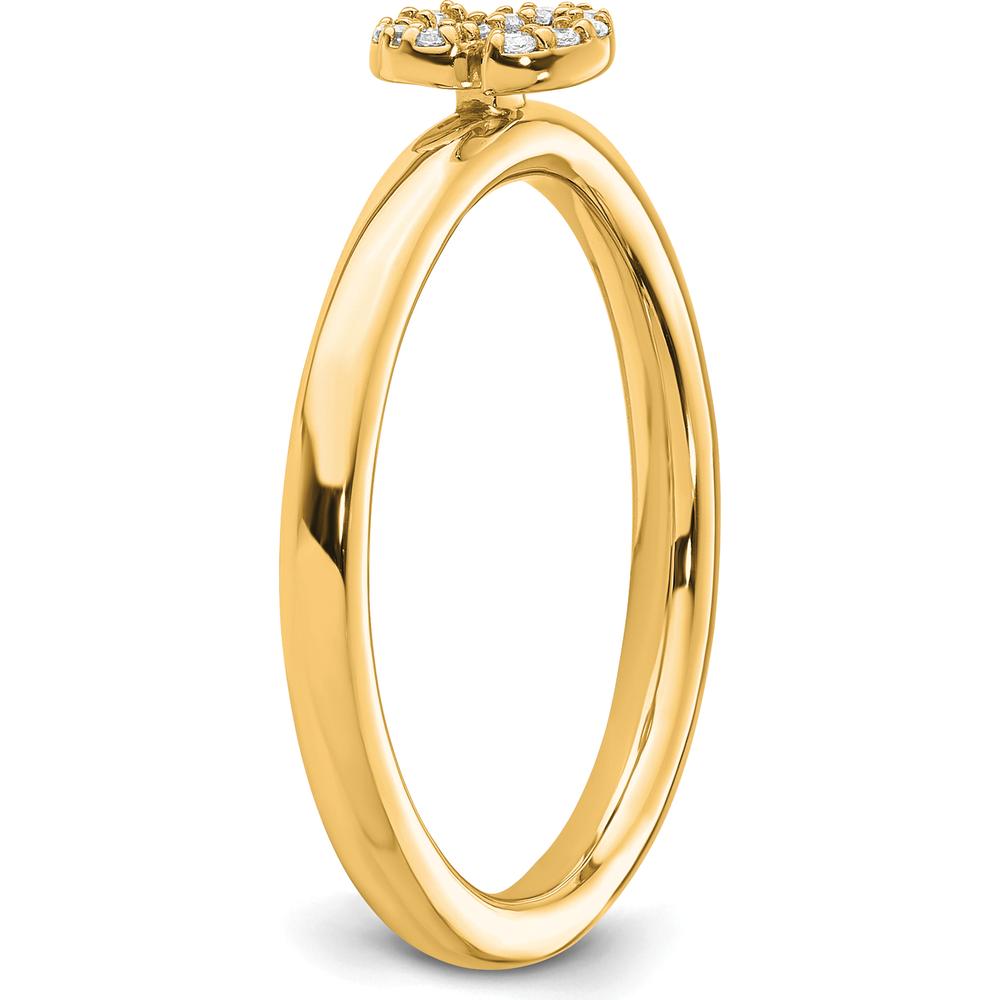 14K Yellow Gold Stackable Ring with Pavé Diamond Initial S - Size 7 by 0