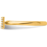 14K Yellow Gold Stackable Ring with Pavé Diamond Letter M Initial - Women's Size 7 by 0