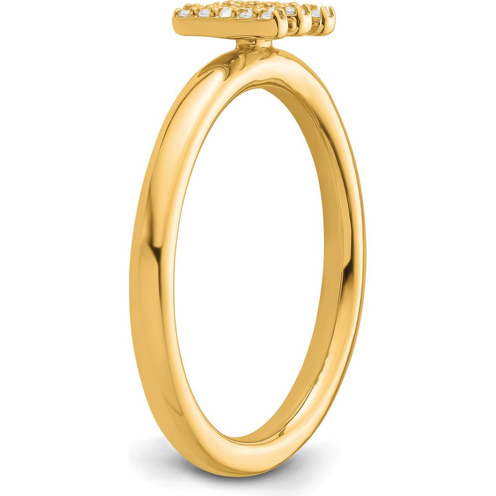 14K Yellow Gold Stackable Ring with Pavé Diamond Letter M Initial - Women's Size 7 by 0
