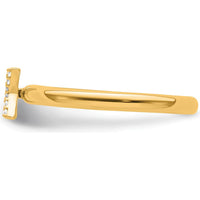 14K Yellow Gold Stackable Ring with Pavé-Set Diamond Initial X by 0