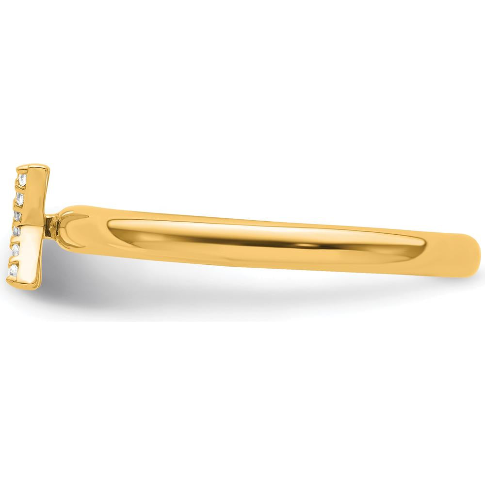 14K Yellow Gold Stackable Ring with Pavé-Set Diamond Initial X by 0