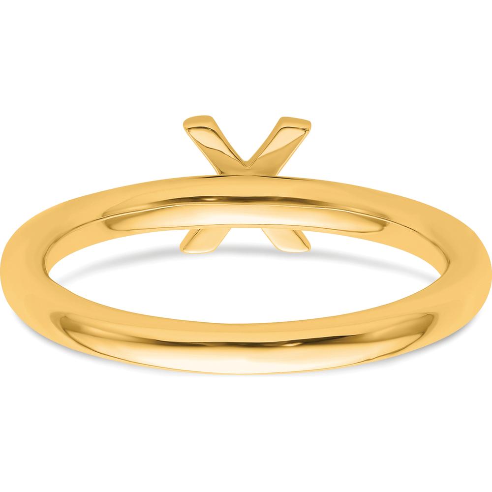 14K Yellow Gold Stackable Ring with Pavé-Set Diamond Initial X by 0