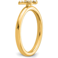 14K Yellow Gold Stackable Ring with Pavé-Set Diamond Initial X by 0