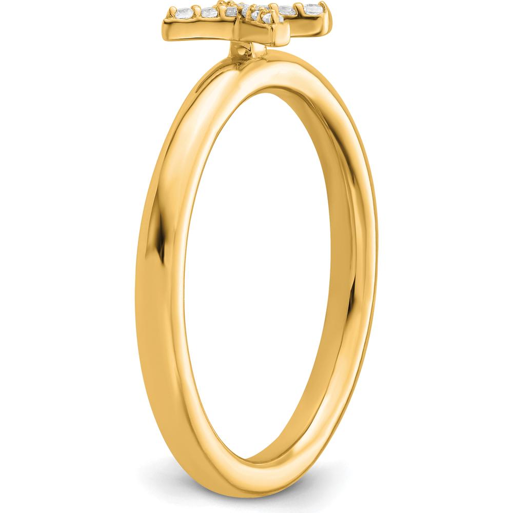 14K Yellow Gold Stackable Ring with Pavé-Set Diamond Initial X by 0