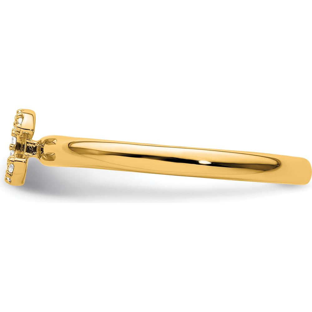 14K Yellow Gold Stackable Ring with Pavé Set Round Diamond Initial C by 0