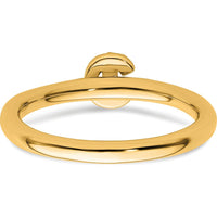 14K Yellow Gold Stackable Ring with Pavé Set Round Diamond Initial C by 0