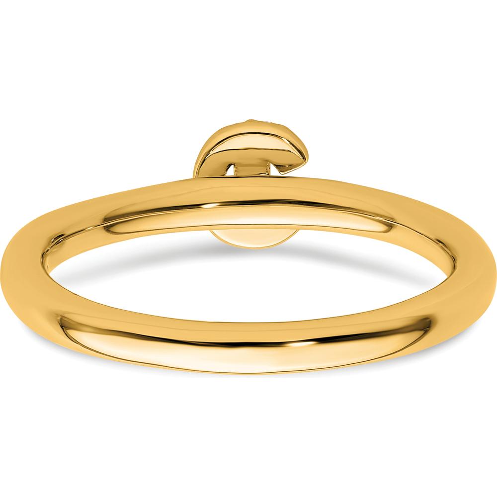 14K Yellow Gold Stackable Ring with Pavé Set Round Diamond Initial C by 0