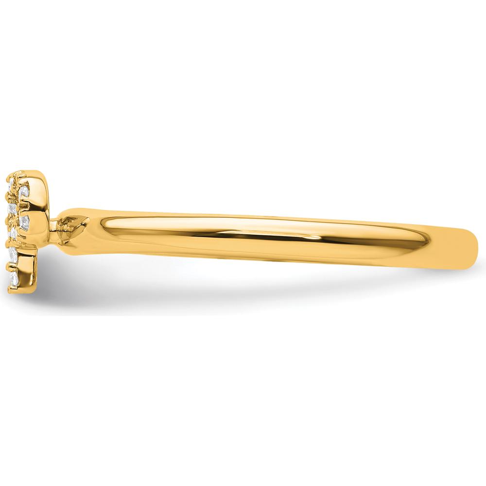 14K Yellow Gold Stackable Ring with Pavé Set Round Diamonds in Initial "P" by 0
