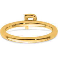 14K Yellow Gold Stackable Ring with Pavé Set Round Diamonds in Initial "P" by 0