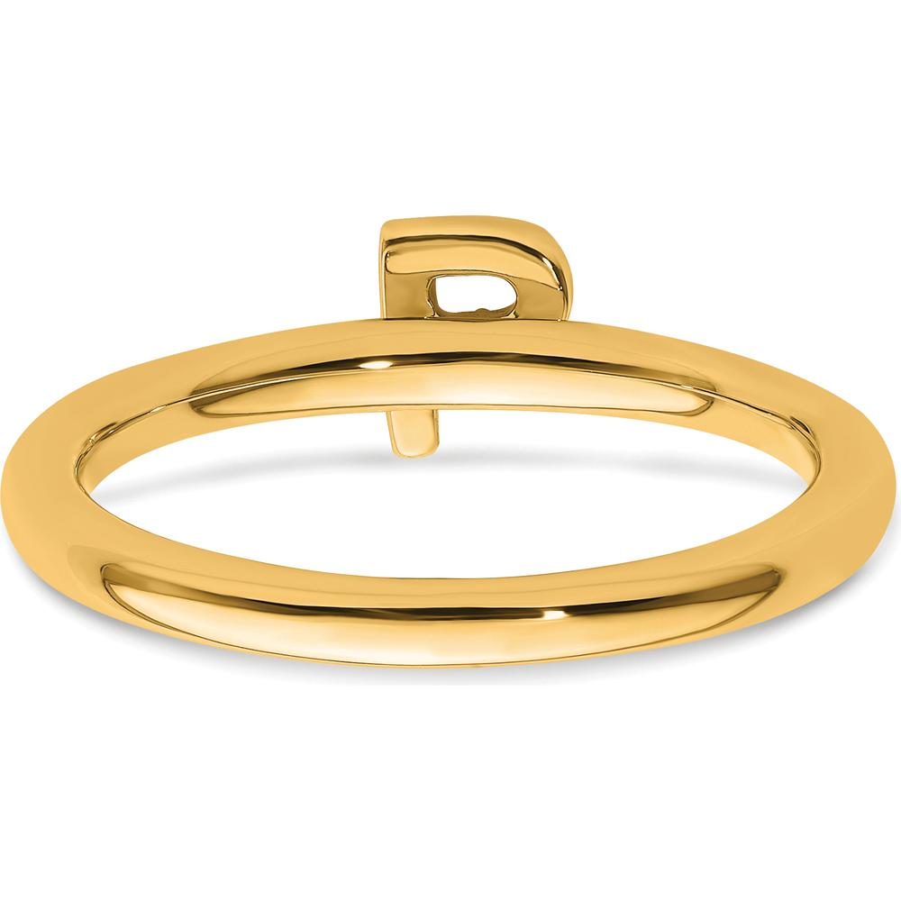14K Yellow Gold Stackable Ring with Pavé Set Round Diamonds in Initial "P" by 0
