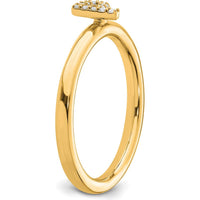 14K Yellow Gold Stackable Ring with Pavé Set Round Diamonds in Initial "P" by 0