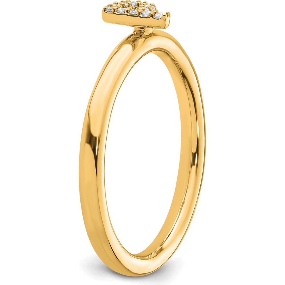 14K Yellow Gold Stackable Ring with Pavé Set Round Diamonds in Initial "P" by 0