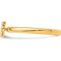 14K Yellow Gold Stackable Ring with Prong-Set Diamond Initial F Accents by 0