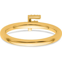 14K Yellow Gold Stackable Ring with Prong-Set Diamond Initial F Accents by 0