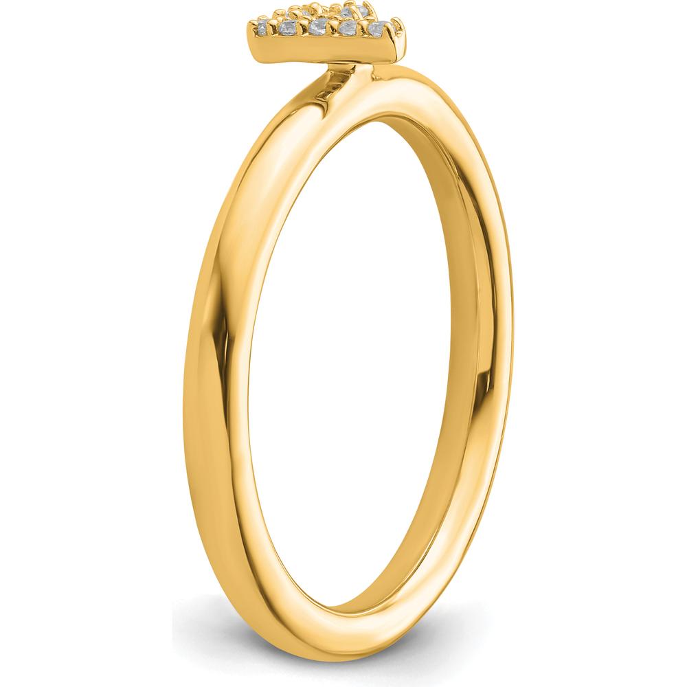 14K Yellow Gold Stackable Ring with Prong-Set Diamond Initial F Accents by 0