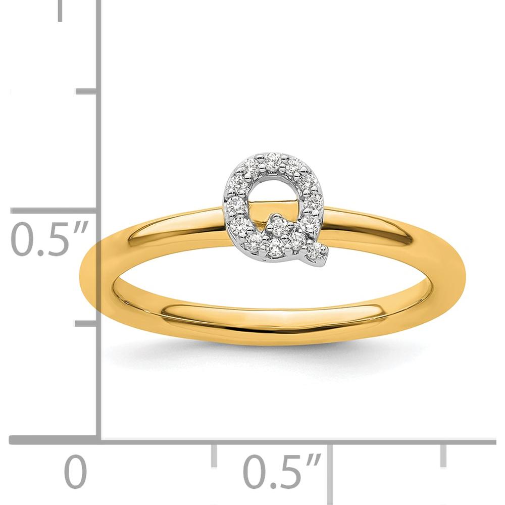 14K Yellow Gold Stackable Ring with Round Diamond Initial Q Accent - Size 7 by 0