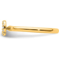 14K Yellow Gold Stackable Ring with Round Diamond Initial Q Accent - Size 7 by 0