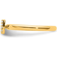 14K Yellow Gold Stackable Ring with Round Diamond Initial "U" by 0