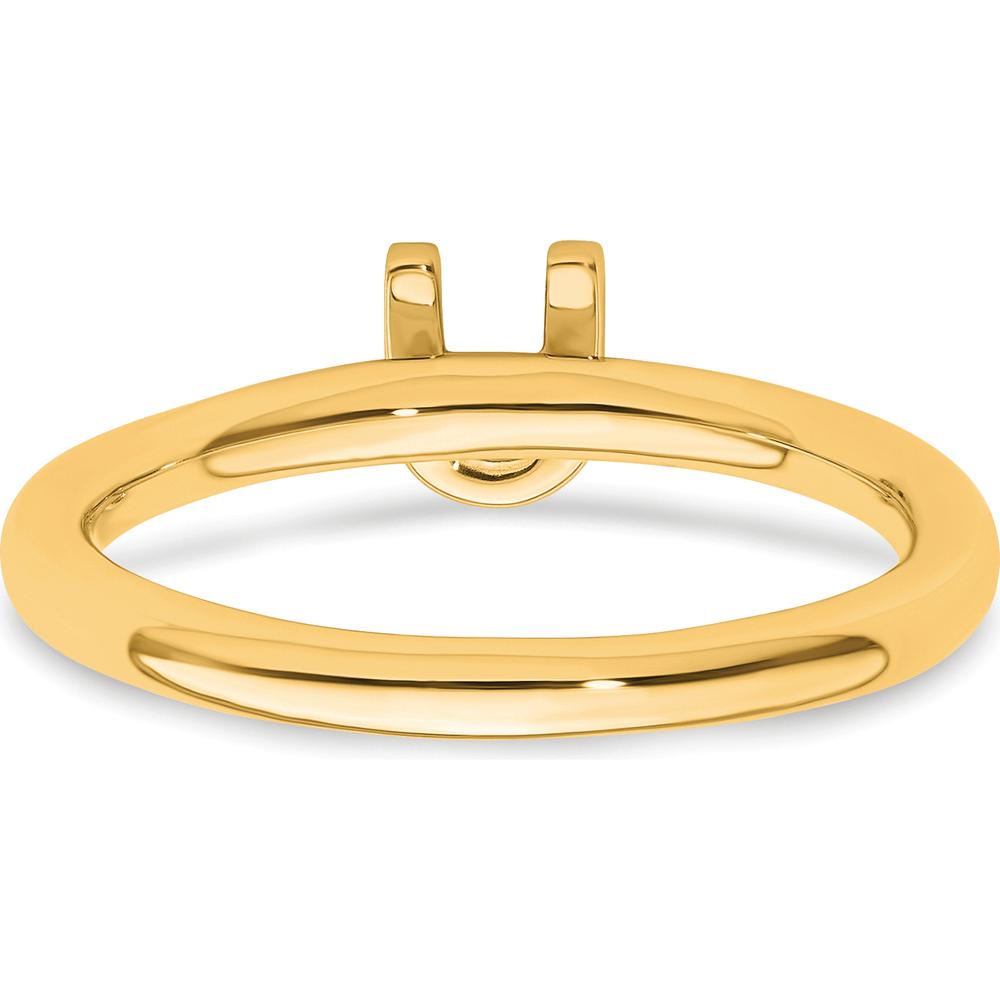 14K Yellow Gold Stackable Ring with Round Diamond Initial "U" by 0