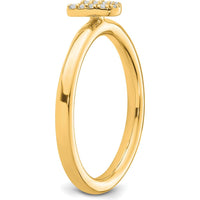 14K Yellow Gold Stackable Ring with Round Diamond Initial "U" by 0