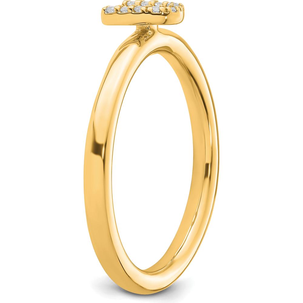 14K Yellow Gold Stackable Ring with Round Diamond Initial "U" by 0