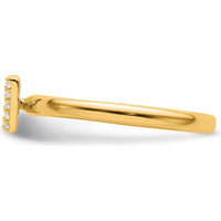 14K Yellow Gold Stackable "W" Diamond Initial Ring with Pave Set Diamonds by 0