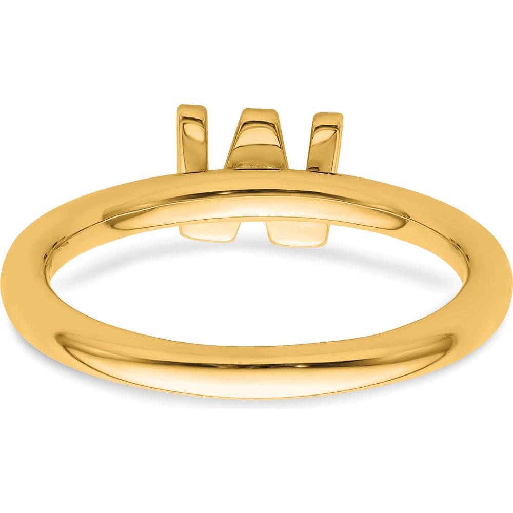 14K Yellow Gold Stackable "W" Diamond Initial Ring with Pave Set Diamonds by 0