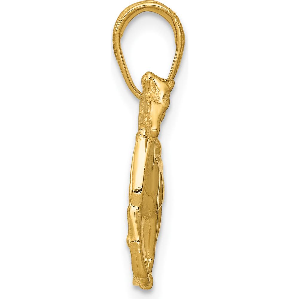 14K Yellow Gold Standing Horse Pendant - 22.5mm x 20mm Polished Charm by Oro Pregiato