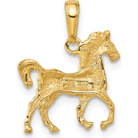 14K Yellow Gold Standing Horse Pendant - 22.5mm x 20mm Polished Charm by Oro Pregiato