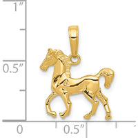 14K Yellow Gold Standing Horse Pendant - 22.5mm x 20mm Polished Charm by Oro Pregiato