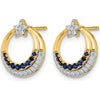 14K Yellow Gold Star and Circle Earrings with Round Sapphires and Diamonds - 0.028 Carat Total Gem Weight by Monteluci Fine Jewelry