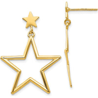 14K Yellow Gold Star Dangle Post Earrings by 0