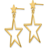 14K Yellow Gold Star Dangle Post Earrings by 0