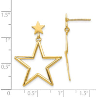 14K Yellow Gold Star Dangle Post Earrings by 0