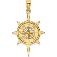14K Yellow Gold Star Frame Nautical Compass Pendant Charm - 35.2mm by Oro Pregiato