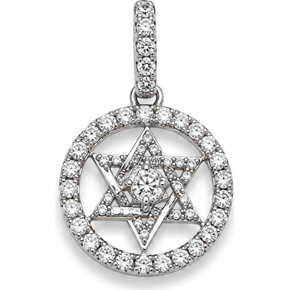 14K Yellow Gold Star Medallion Pendant with Pavé-Set Round Diamonds - 0.12 Carat Total Diamond Weight by Auriventus