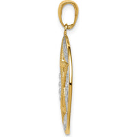 14K Yellow Gold Star of David Chai Pendant with Rhodium Plating - Spiritual Jewelry by Oro Pregiato