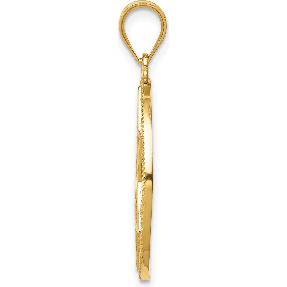 14K Yellow Gold Star of David Circles Pendant with Solid Casted Design - 31mm Length by Oro Pregiato